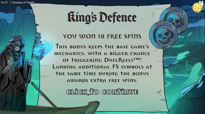 Dynasty of Death – spuštění Free Spinů King's Defence