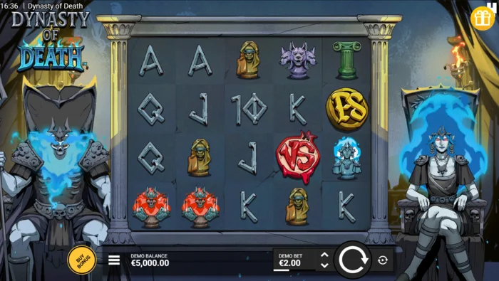 Dynasty of Death – herní obrazovka s válci