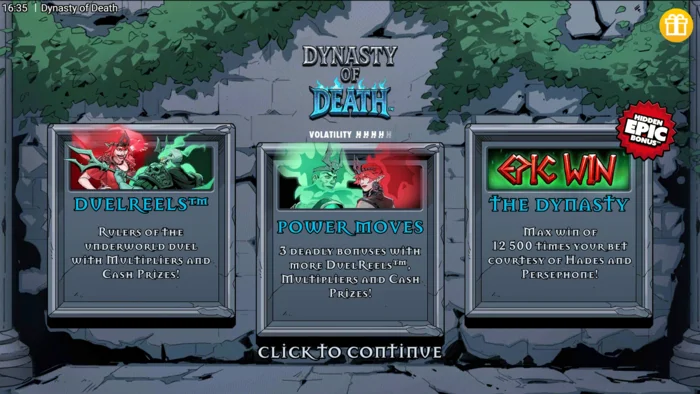 Dynasty of Death – hlavní herní menu